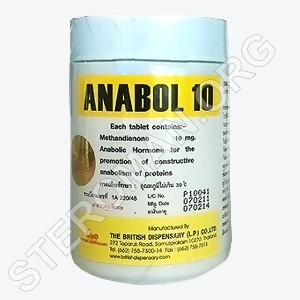 Anabol 10, methandienone 10mg, 500 tab British Dispensary